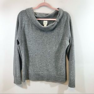 GARNET HILL Gray 100 Cashmere Boat Neck Cowl Pullover Long Sleeve Size XL